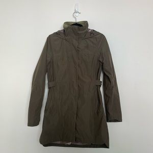 NORTH FACE olive green and camo rain jacket